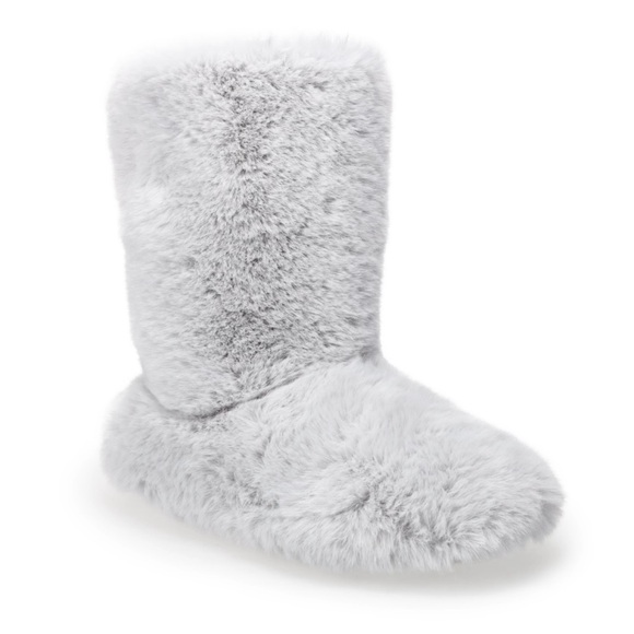LC Lauren Conrad Shoes - Lauren Conrad Gray FAUX FUR ALLOVER BOOTIE SLIPPERS M(7-8)L(8-9) sealed NWTs